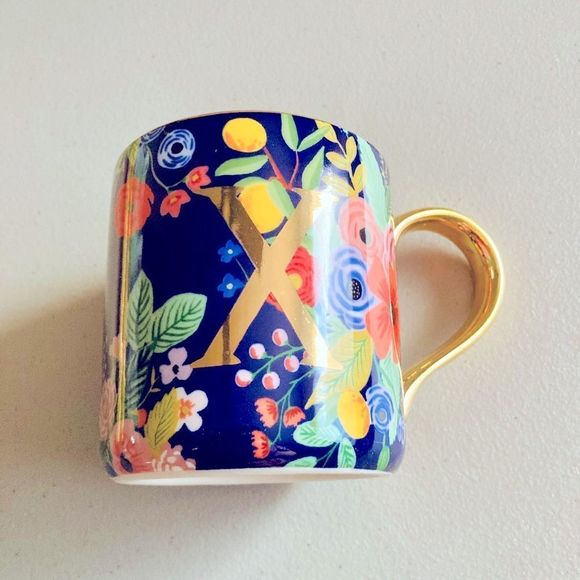 Rifle Paper Co. for Anthropologie Garden Party Monogram Mug Letter X - Picture 4 of 10